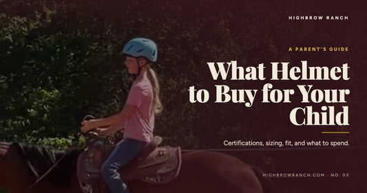 Young rider wearing a teal riding helmet — a parent's guide to buying a kids' riding helmet