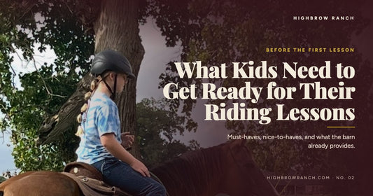 Child in a riding helmet ready for a lesson — what kids need to get ready for their first riding lesson
