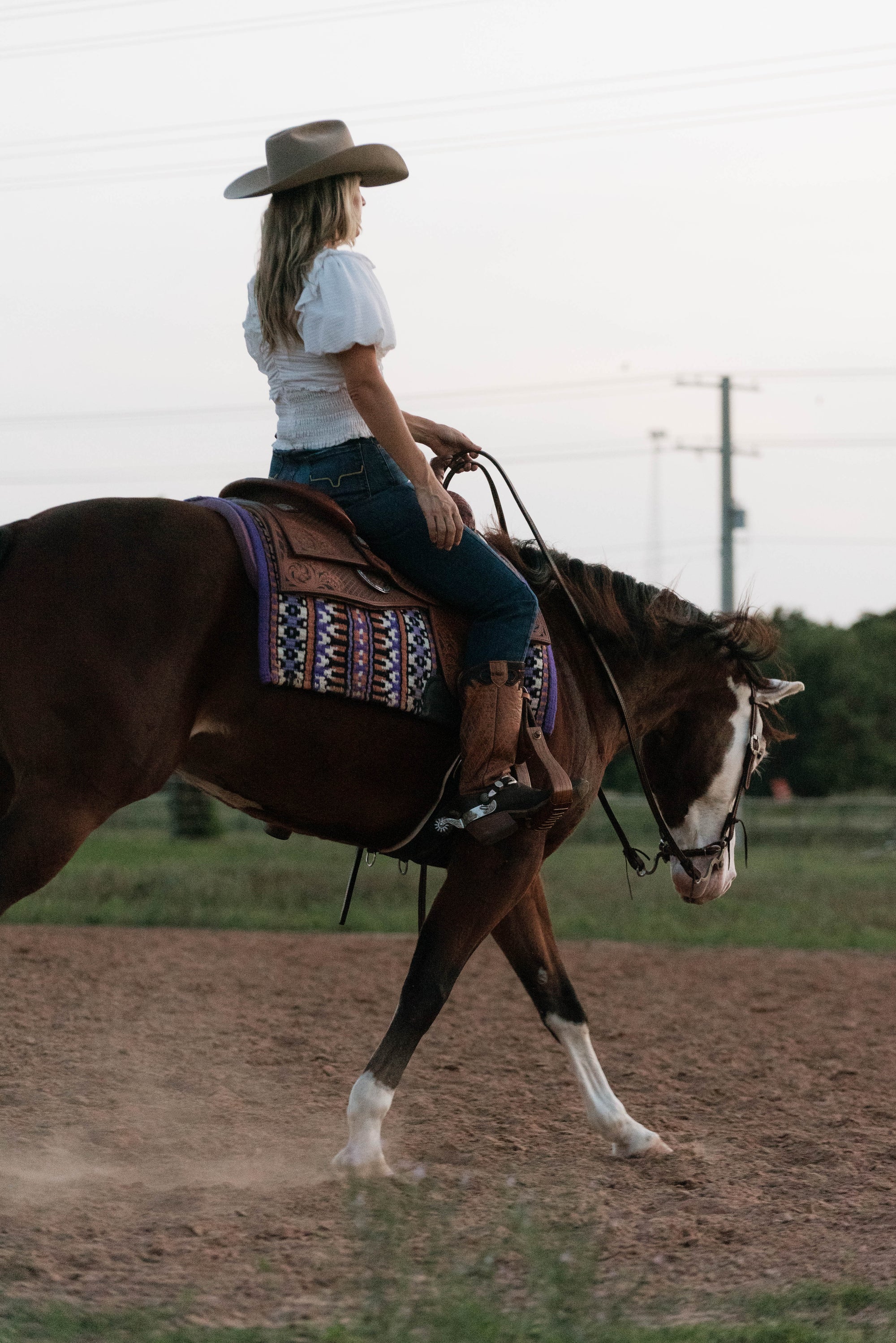 Rider on a beginner-safe horse at Highbrow Ranch in Caldwell, Texas